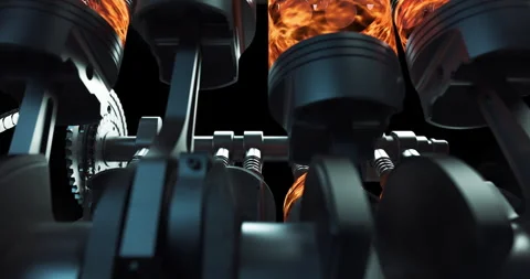 Precision mechanical motion of V8 engine inside performance sport car. Stock Footage 320638243