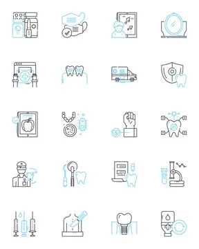 Precision medicine linear icons set. Personalized, Genetics, Targeted, Genomics Illustrazione stock