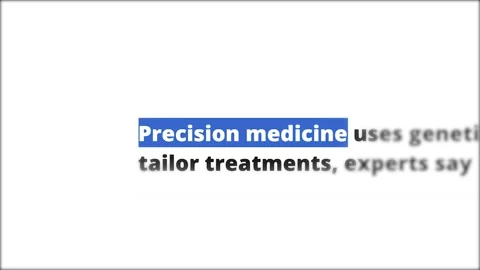 Precision medicine text search highlight on screen kinetic typography Stock Footage 336026333
