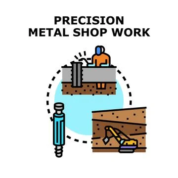 Precision metal shop work activity concept Stock Illustration
