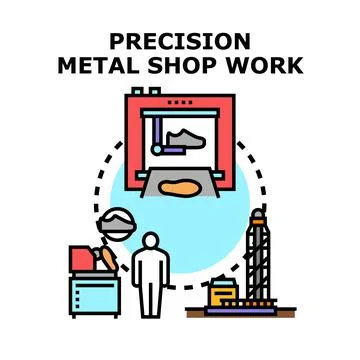 Precision metal shop work concept vector illustration Stock Illustration