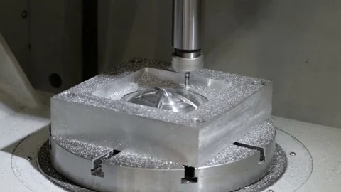 Precision milling CNC machine tool makes part Stock Footage 76028391