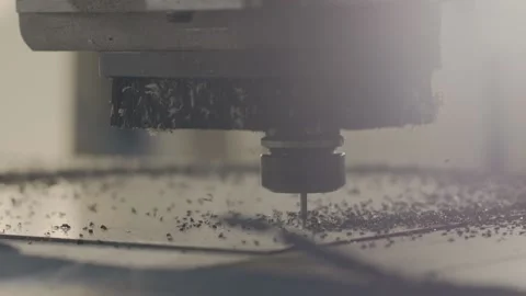 PRECISION MILLING MACHINE, SHAPING A PIECE OF WOOD IN SLOWMOTION Stock Footage 132687655