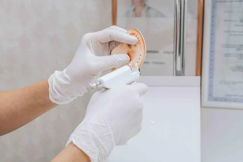 Precision Piercing: Showcasing the Modern Tools of Fear Decoration Stock Photos