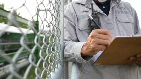 Precision in Progress. Engineer Checking Industrial Work Concept at Factory Fenc Stock Footage 246439105