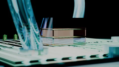 Precision Rack Focus From Cooling Tube to Quantum Core, 4K 库存影片 345012589