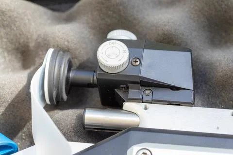 Precision rifle sight adjusting for shooting competition Stock Photos