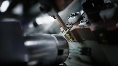 Precision robotic connector soldering technology in cable production and manu Stock Footage 331891583