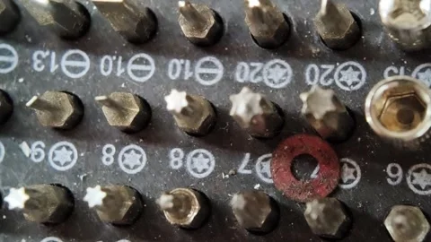 Precision screwdriver bits set close up 库存影片 348227300