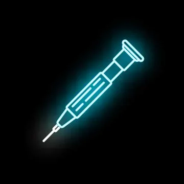 Precision screwdriver neon glowing blue icon on black background Stock Illustration
