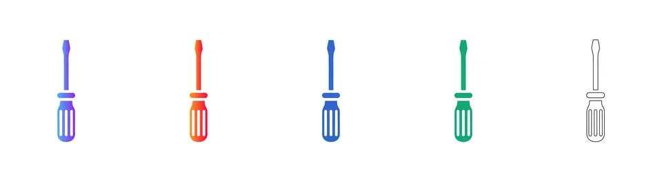 Precision Screwdriver Tool Icons Stock Illustration