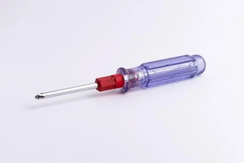 Precision screwdriver tool with transparent handle isolated on white backgrou Stock Photos