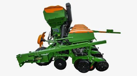 Precision seed drill for efficient agricultural planting in modern farming .. Stock Photos