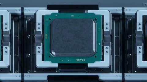 Precision Semiconductor Assembly in Automated Manufacturing Stock Footage 302807816