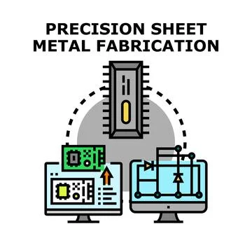 Precision sheet metal fabrication concept illustrating engineering software 库存插图