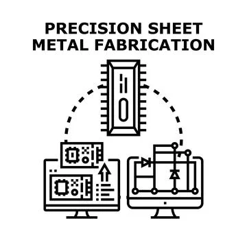 Precision sheet metal fabrication concept illustrating engineering software Stock Illustration