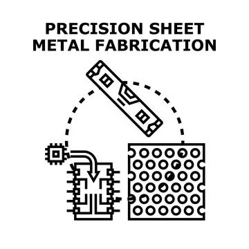 Precision sheet metal fabrication engineering manufacturing process Stock Illustration