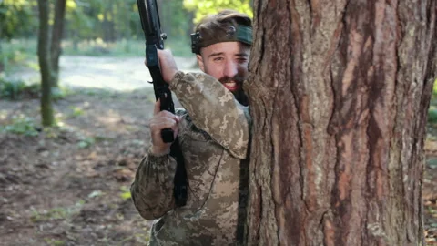 Precision sight, Paintball tactics, Gear tactics Stock Footage 302925635