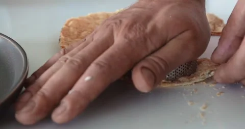 Precision Slices: Cutting a Pastry with Care Stock Footage 300063441