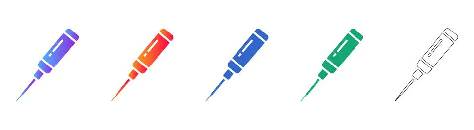 Precision Stylus Tool Vector Icon Set Stock Illustration