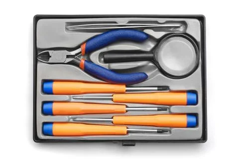 Precision tool kit Stock Photos
