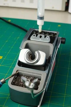 Precision tools and workspace for metal crafting and repair at the workshop Photos