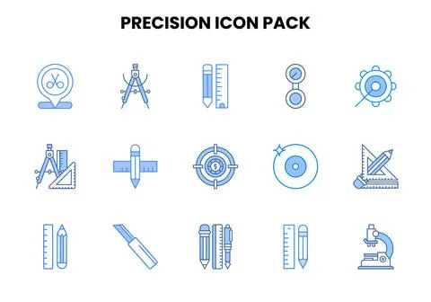 Precision Two Colour Collection Icons Pack Stock Illustration