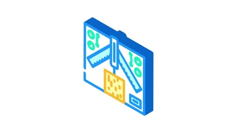 Precision wood cutting framing isometric icon animation Stock Footage 327276362