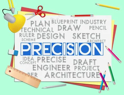 Precision Words Shows Accuracy Exactness And Precise Stock Illustration
