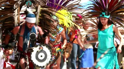 Precolombian dance and folklore of Mexico Stock Footage