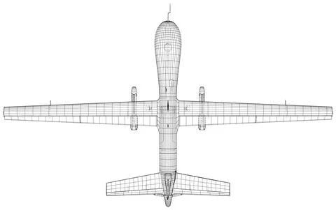Predator Drone. Wire-frame Outline Drawing Aircraft. Vector created of 3d. Stockillustratie