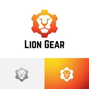 Predator Lion Gear Strong Machine Industry Logo Stock Illustration