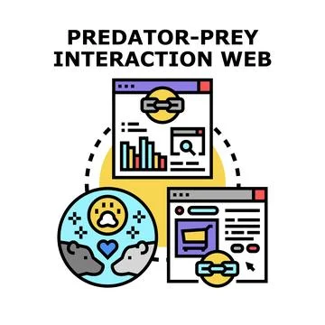 Predator prey interaction web concept illustration Stock Illustration