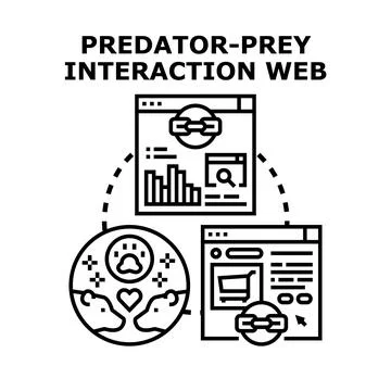 Predator prey interaction web concept illustration Stockillustratie