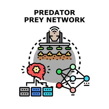 Predator prey network concept with artificial intelligence Stock Illustration