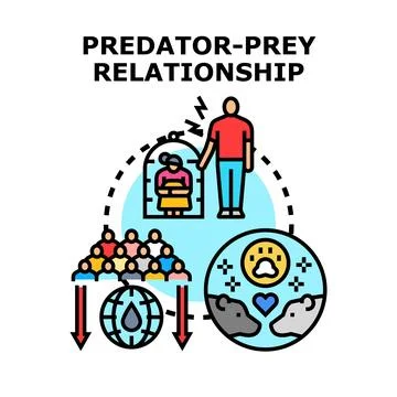 Predator prey relationship ecosystem natural cycle concept Stock Illustration