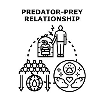 Predator prey relationship ecosystem natural cycle concept Illustrazione stock