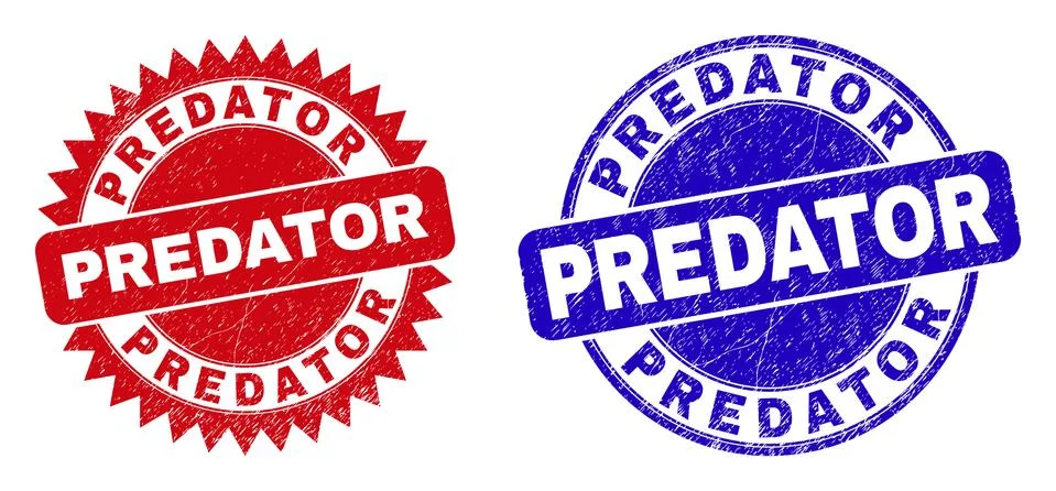 PREDATOR Round and Rosette Stamp Seals with Unclean Surface Stock Illustration