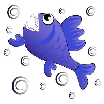 Predatory evil piranha fish. Fabulous underwater world. Styling, cartoon styl Stock Illustration