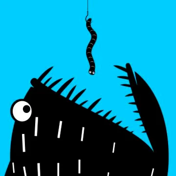 Predatory fish and the worm Stock-Illustration