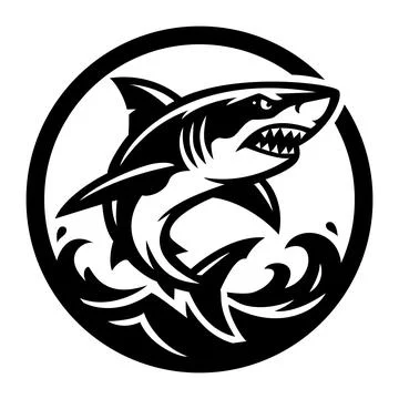 Predatory Shark Crest Ocean Badge Vector Stock Illustration