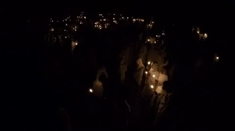 Predawn candlelight for Timkat (Epiphany) in Gondar, Ethiopia Video stock 62283187
