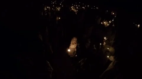 Predawn candlelight for Timkat (Epiphany) in Gondar, Ethiopia Stock Footage 62284269