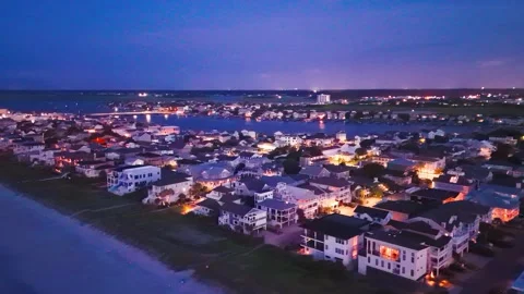 Predawn drone video of the ocean front real estate. Stock Footage 283509960
