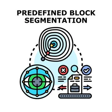 Predefined block segmentation process analyzing data classification Stock Illustration