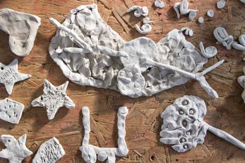 Predesign process of random dough workshop Stock Photos