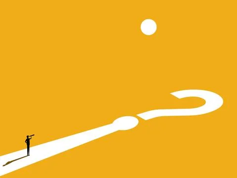 Predict problems, obstacles. Businessman on the road of question mark Stock Illustration