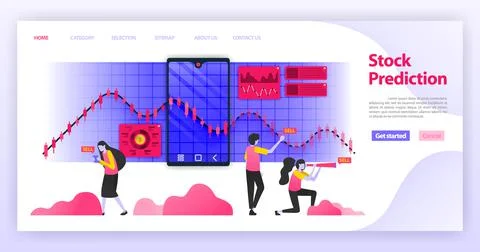 Predict stock prices and read related news to determine investment choices an Stock Illustration