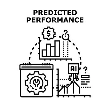 Predicted performance analyzing business data with intelligence Stock Illustration
