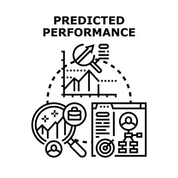 Predicted performance analyzing business data and future growth Stock Illustration